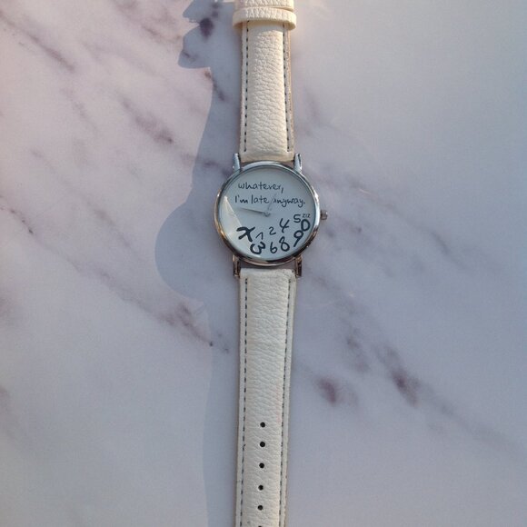 Novelty Procrastinator's Quartz Watch "Whatever, I'm late anyway" Zany Numerals - Picture 4 of 13